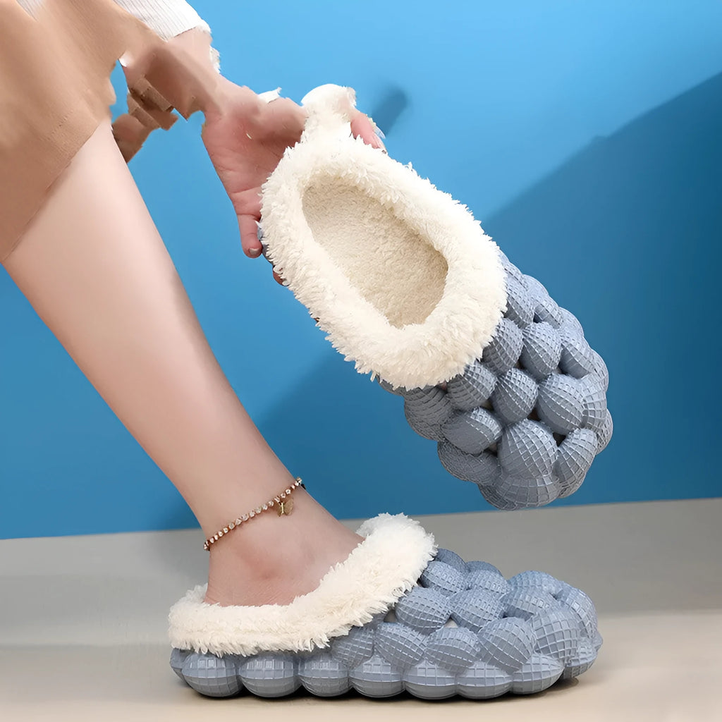Winter anti-skid indoor slippers for women with EVA upper, thickened EVA sole, and round head, in solid colours.