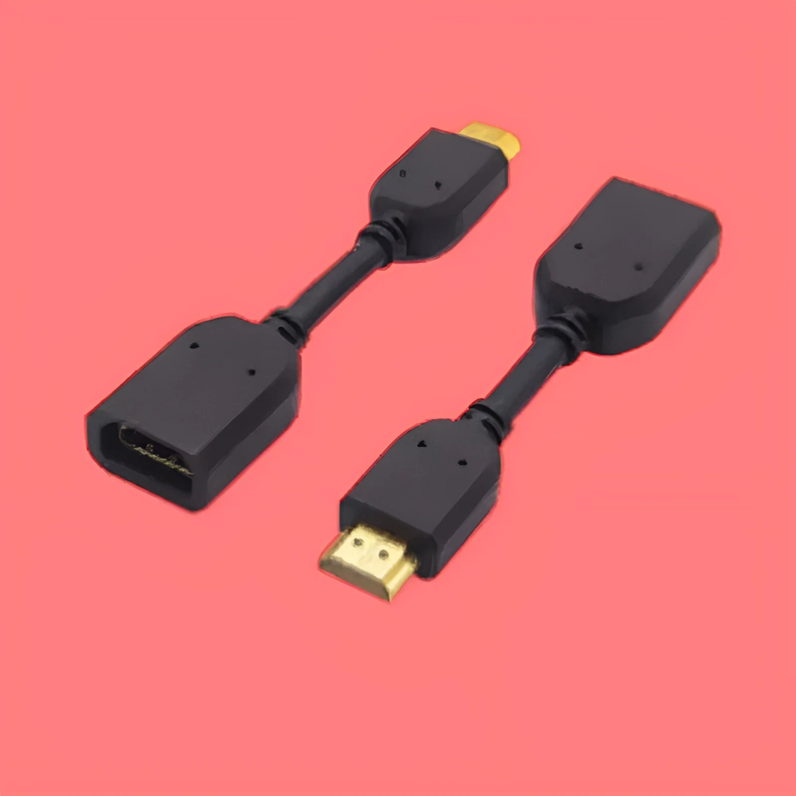Black 10cm male to female HDMI extension cable with gold-plated plug