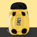 Cartoon animal pattern pet carrier bag in canvas with pearl cotton lining, showing Beka yellow bear design