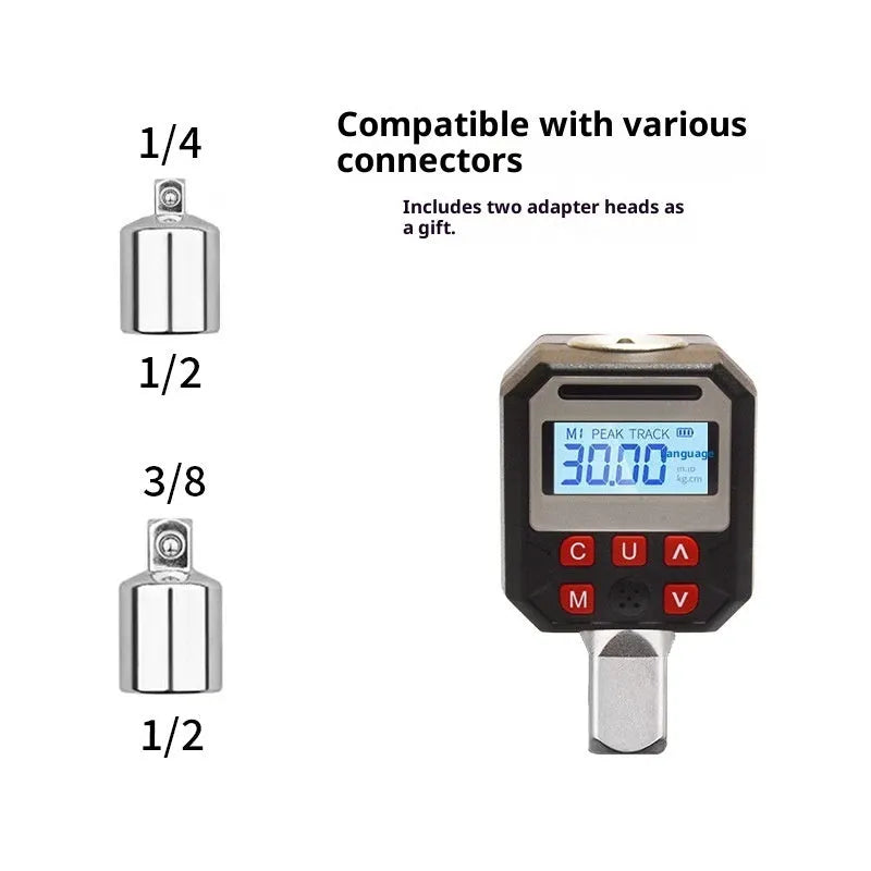 Digital torque meter model 17-340 with digital display, 6-piece set for torque measurement from 17 to 340 Nm