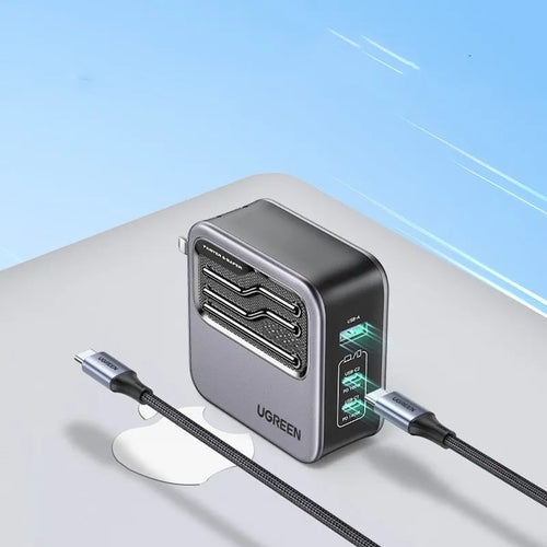 100W GaN fast charger with multiple USB-C ports for laptops and mobile devices