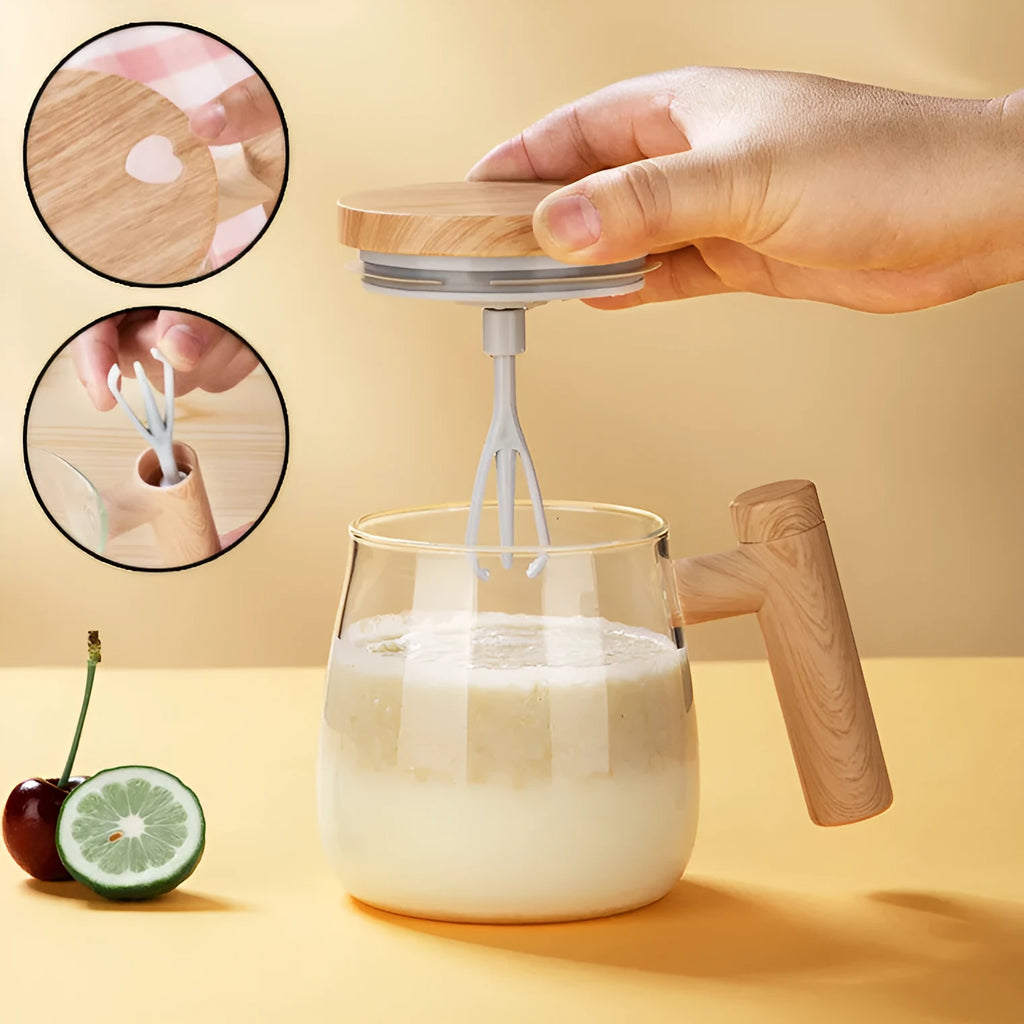 400ml electric self-stirring borosilicate glass coffee mug in champagne gold colour