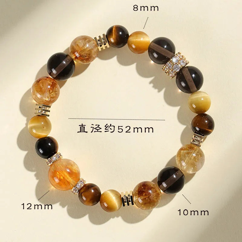 Natural yellow tower crystal string beads bracelet with 10mm Jinba large comprehensive design