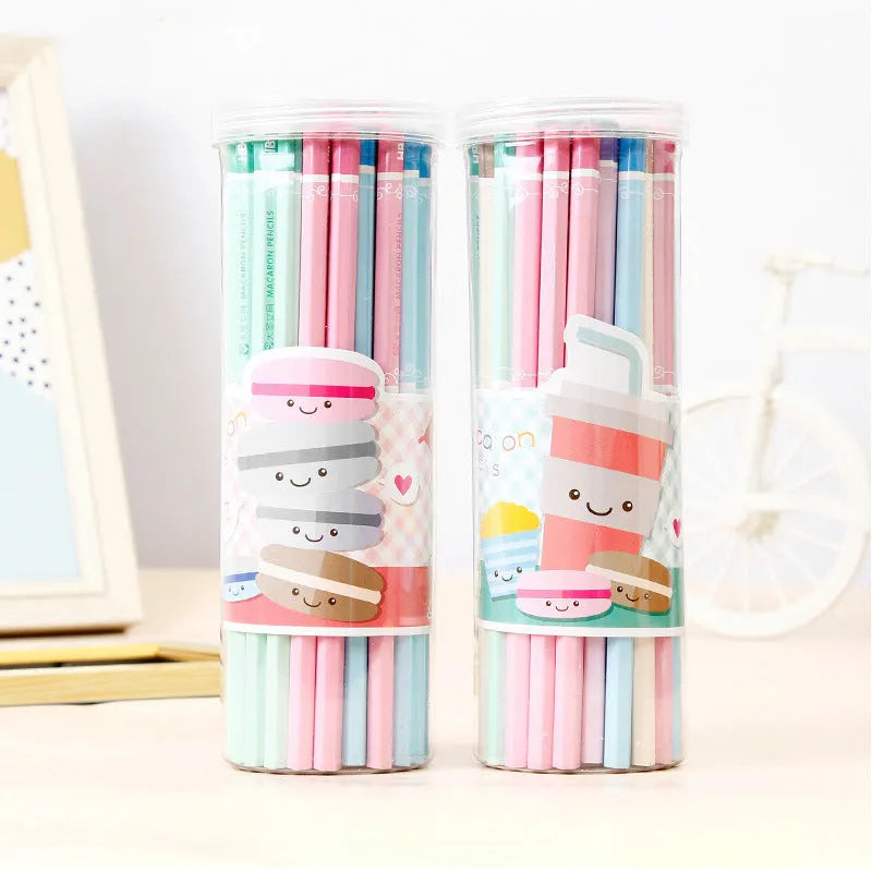 Barrel of 50 wooden Basswood thermal transfer pencils with six-sided shape and HB graphite.