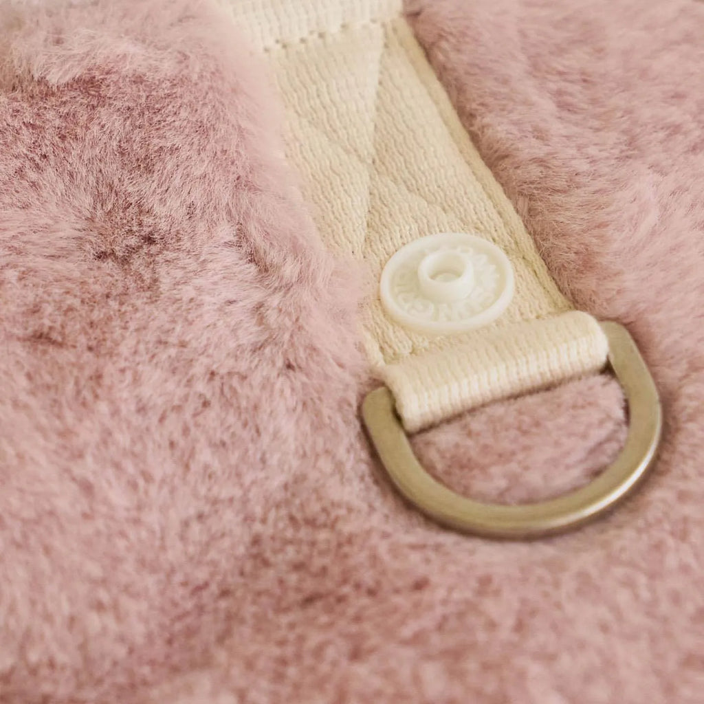 Light pink dog winter coat showing casual style and secure fastening