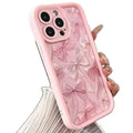 Pink matte bow silicone phone case with Tianyan Ladder J124-P1 pattern for Apple iPhone