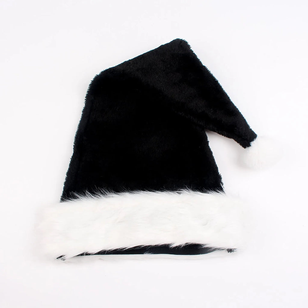Large adult plush Christmas hat in European style with red and black or white and black colour options