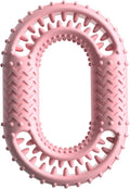 Blue O-ring shaped dog chewing toy for large breed aggressive chewers on a plain background
