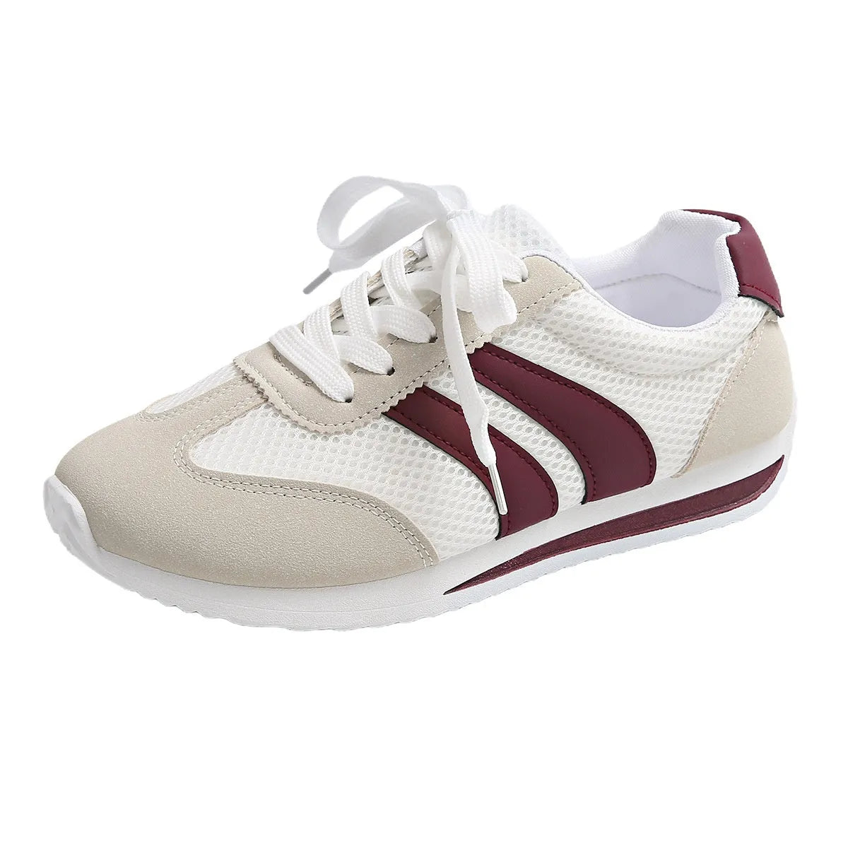 Wine red Cortez Retro low-top sneakers with a cross-strap and breathable mesh panels.