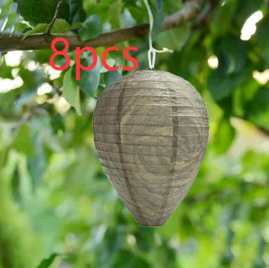 A beehive-shaped collapsible paper lantern with a wire frame, shown in its expanded state.