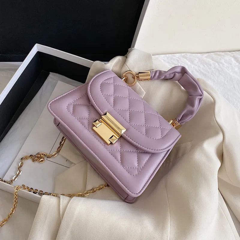 Women's rhombus shoulder bag in Korean style with PU fabric and fixed 112cm strap
