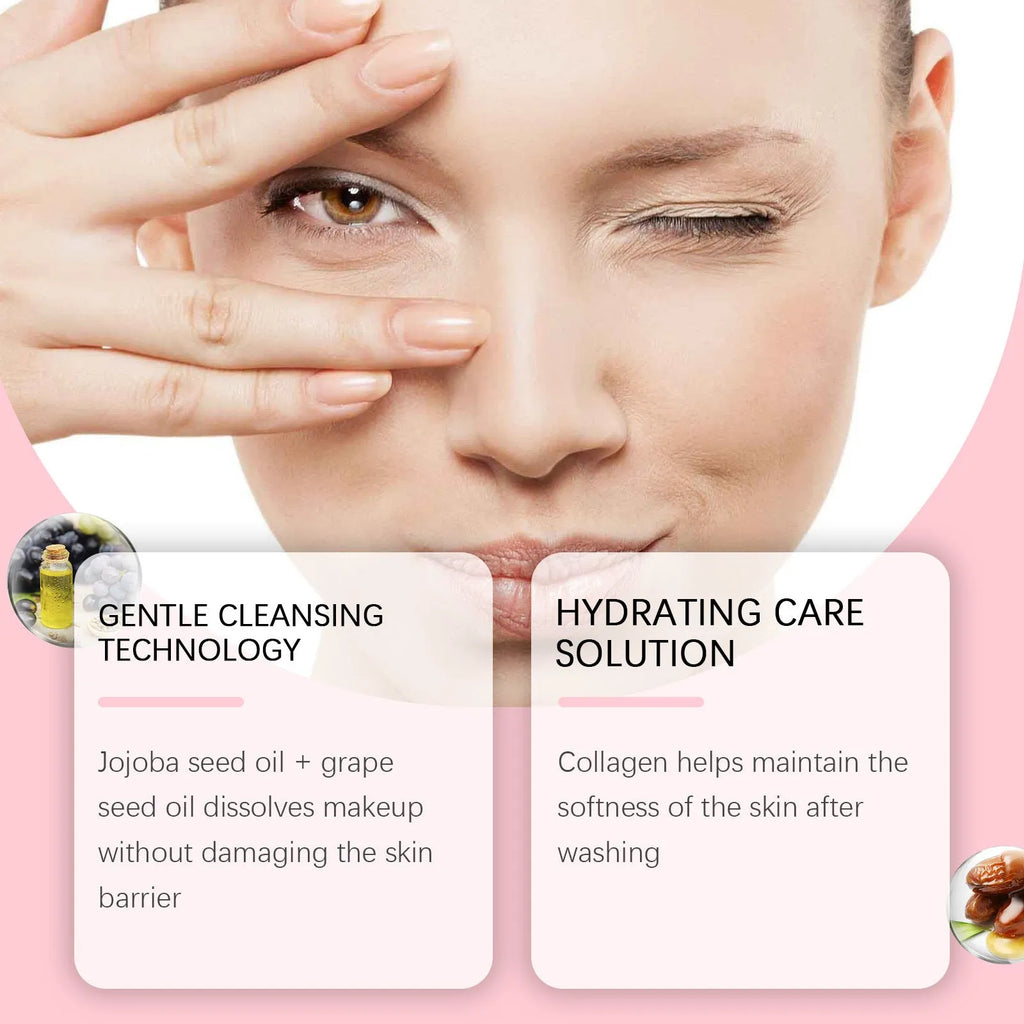 100ml collagen cleansing oil bottle for daily mild makeup removal with jojoba and grape seed oils