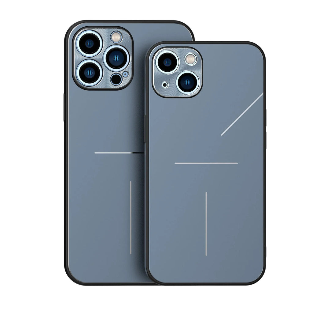 Skin Feel Metal Frosted Phone Case for iPhone 13/14 series in silver with aluminium alloy back and TPU edges