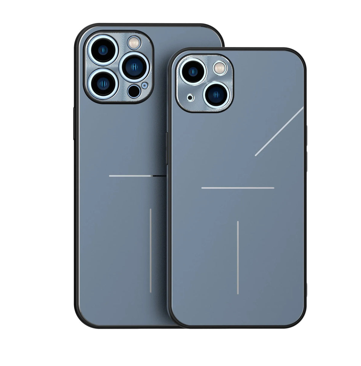 Skin Feel Metal Frosted Phone Case for iPhone 13/14 series in silver with aluminium alloy back and TPU edges