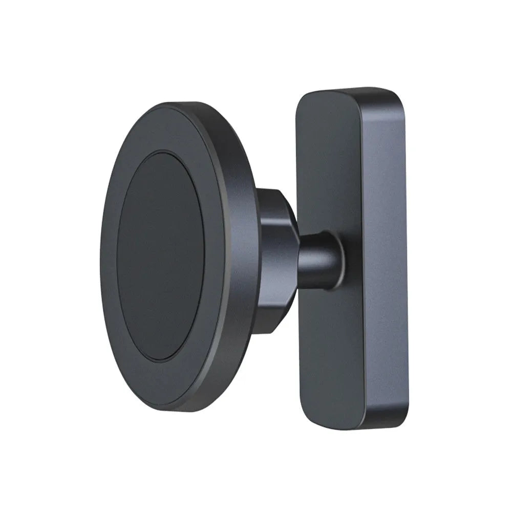 Magnetic suction mobile phone holder with silicone rubber bracket for car and gym use on iron surfaces.