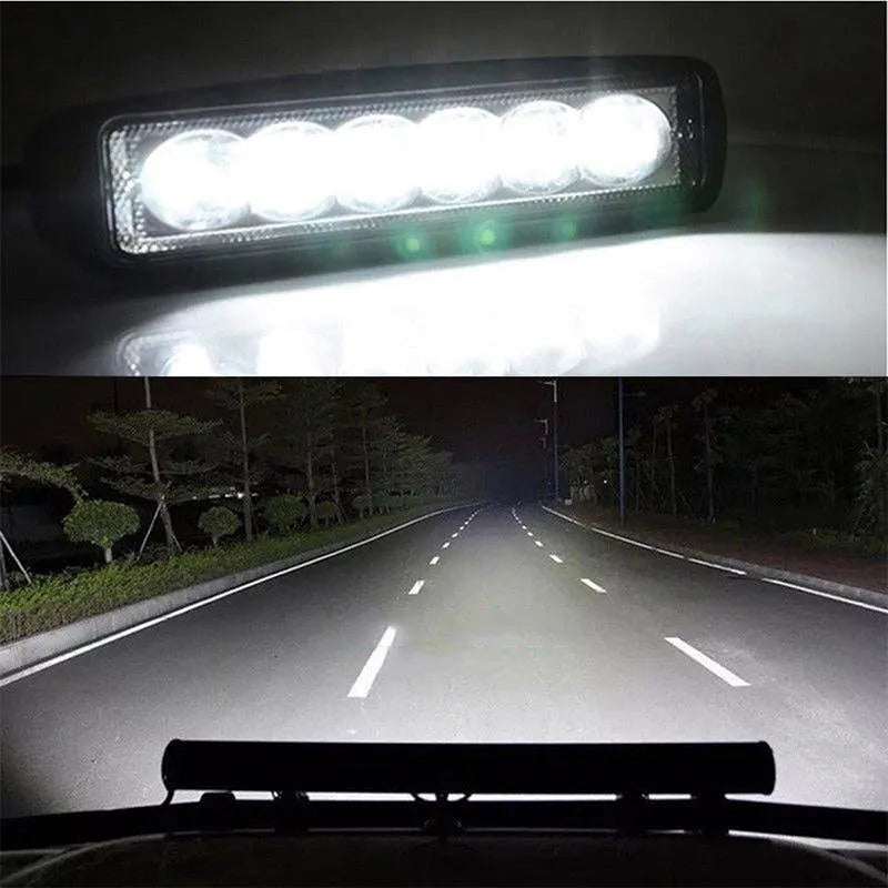 Black die-cast aluminium car auxiliary LED spotlight with a PC cover, shown for bracket mounting.