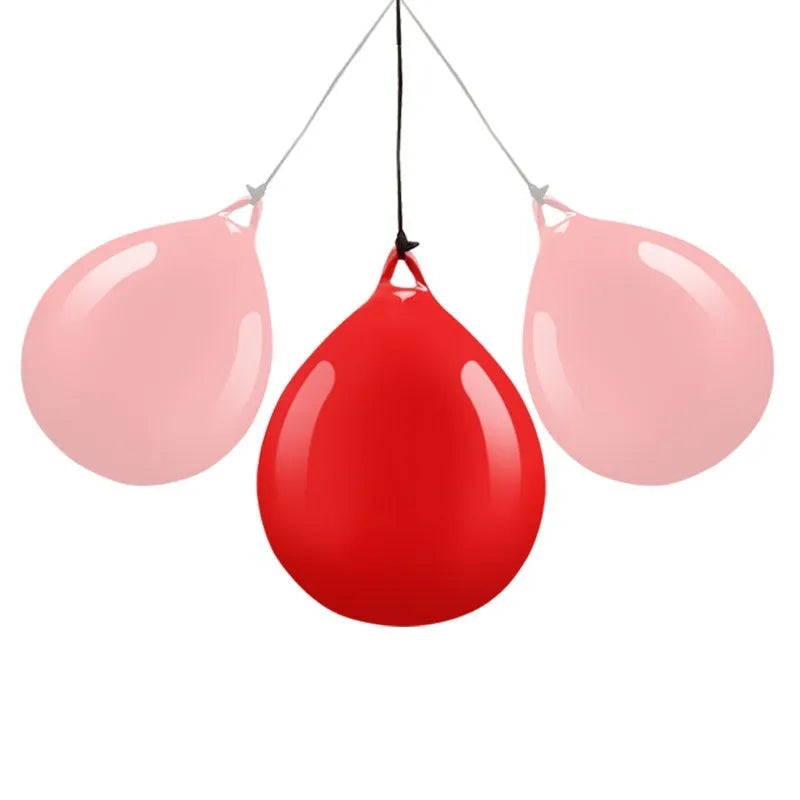 Red PVC water-filled boxing reaction ball with hook rope, 22 cm diameter for Sanda training