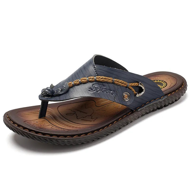 Men's non-slip lightweight slippers in black, blue, khaki, or light brown colours