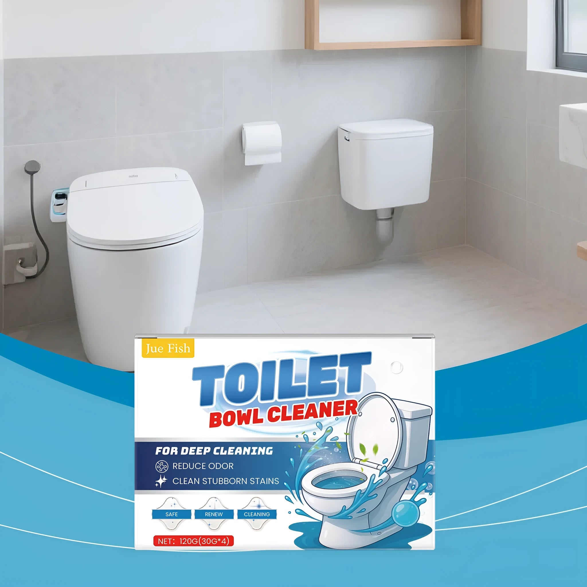 Four sachets of toilet cleaning powder for removing urine stains and odours