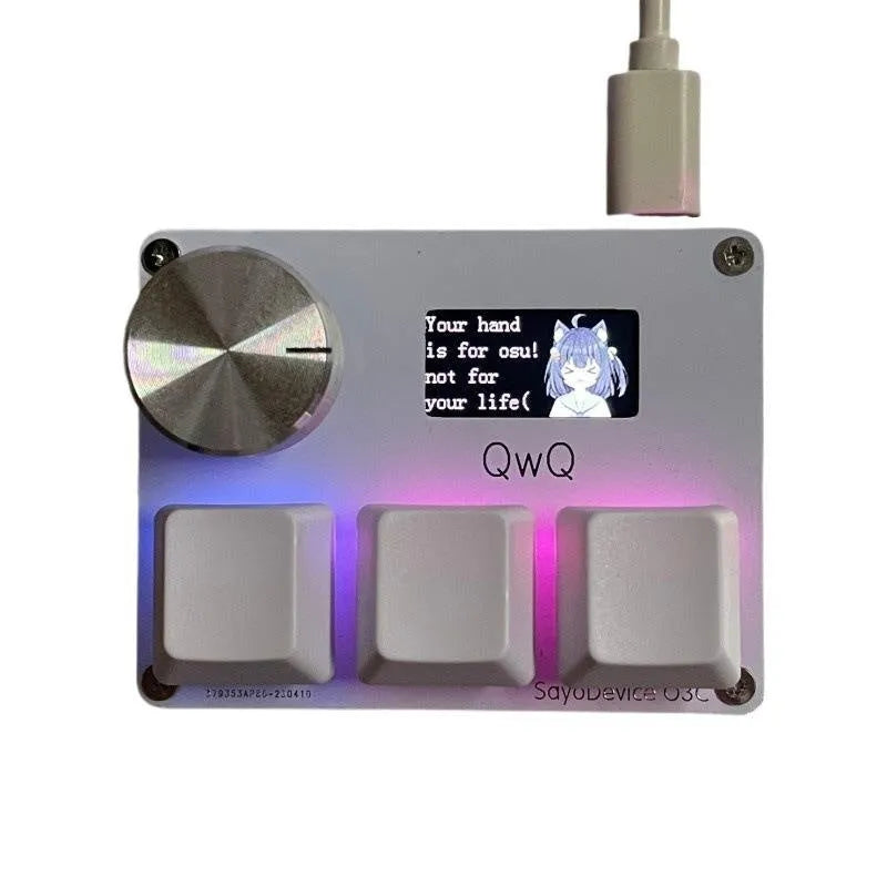 Customisable magnetic axis game keyboard keypad with colour screen, control knob, and RGB backlighting