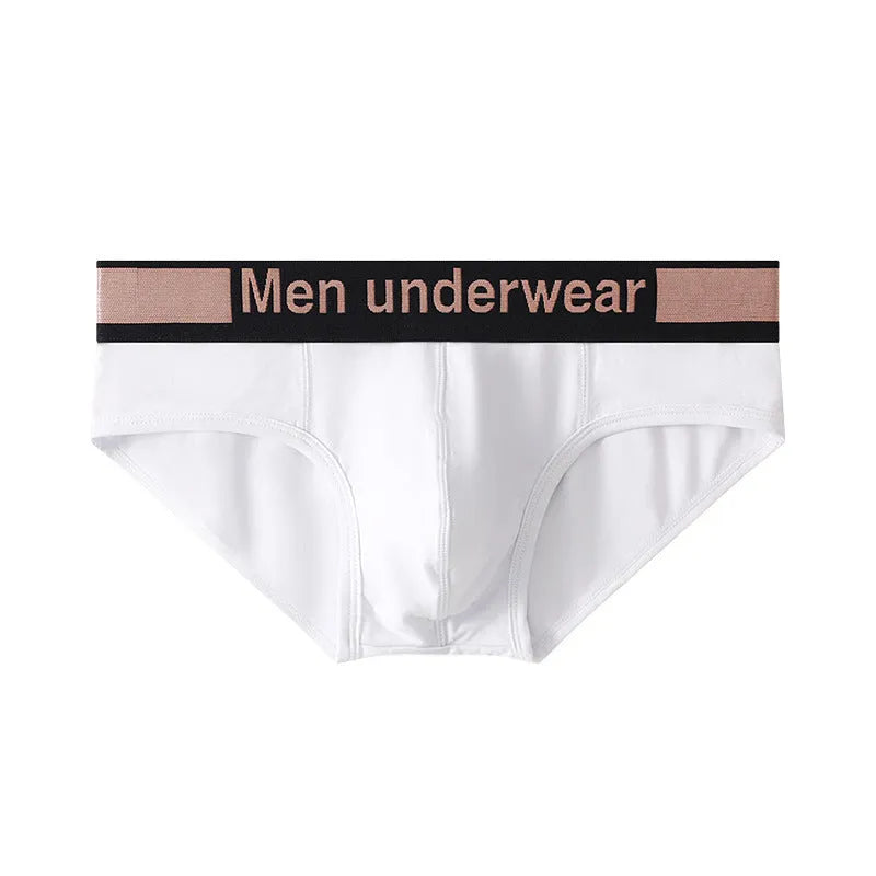 Men's black modal briefs with a gradient colour waistband, low-waist sporty style.