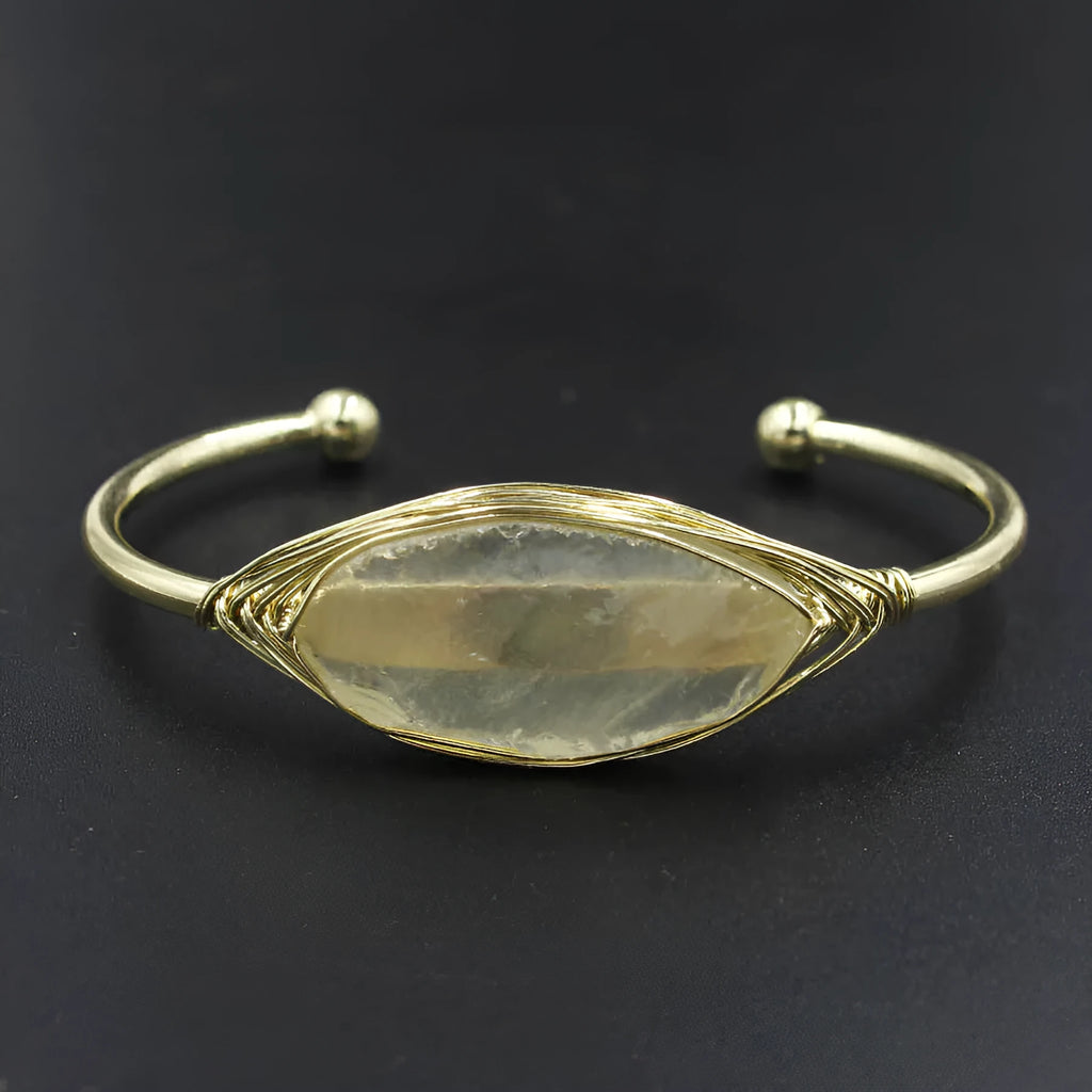Natural raw gemstone winding crystal bracelet in ethnic style with amorphous 8mm design