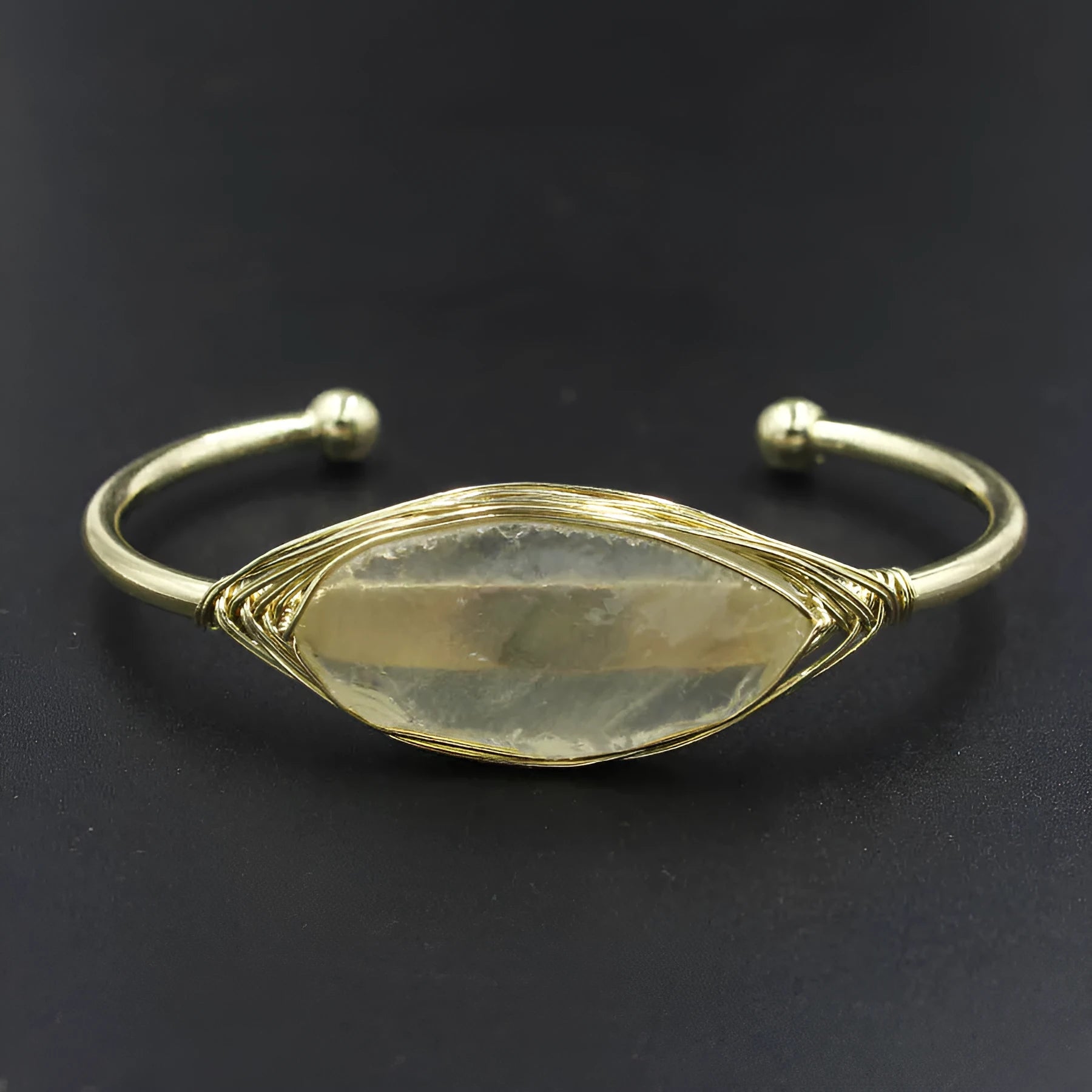 Natural raw gemstone winding crystal bracelet in ethnic style with amorphous 8mm design