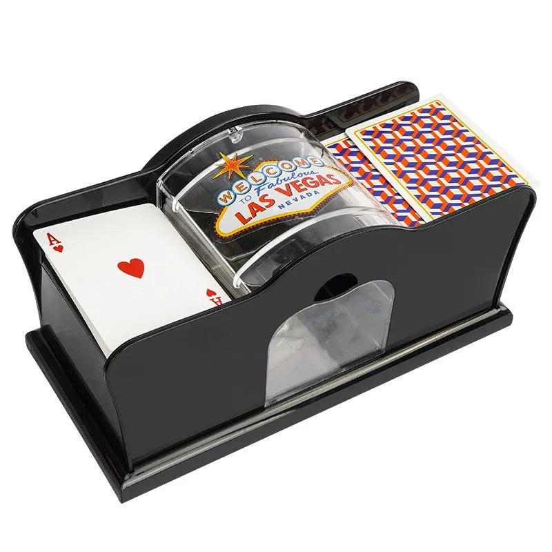 Manual card shuffler machine with hand crank for poker and casino games