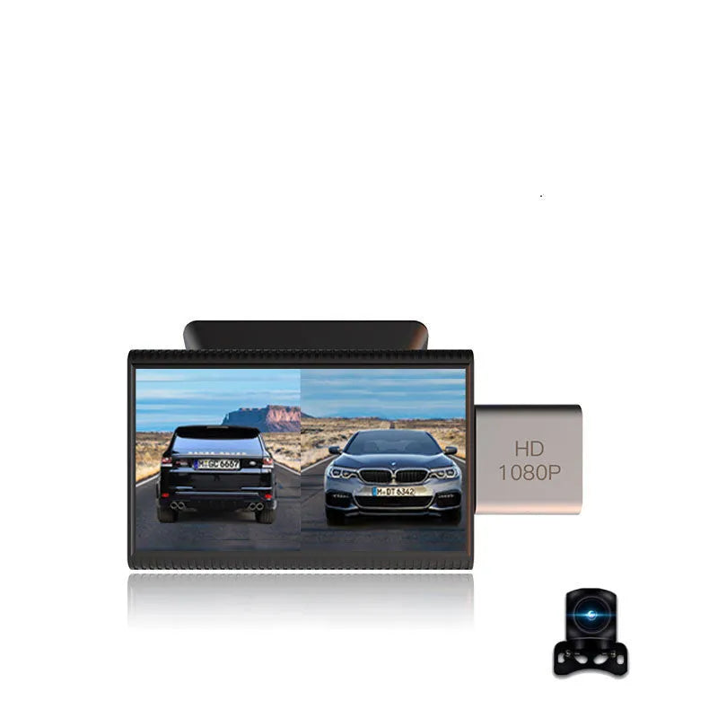Black 4G tachograph with front and rear cameras, touch screen interface, for vehicle monitoring