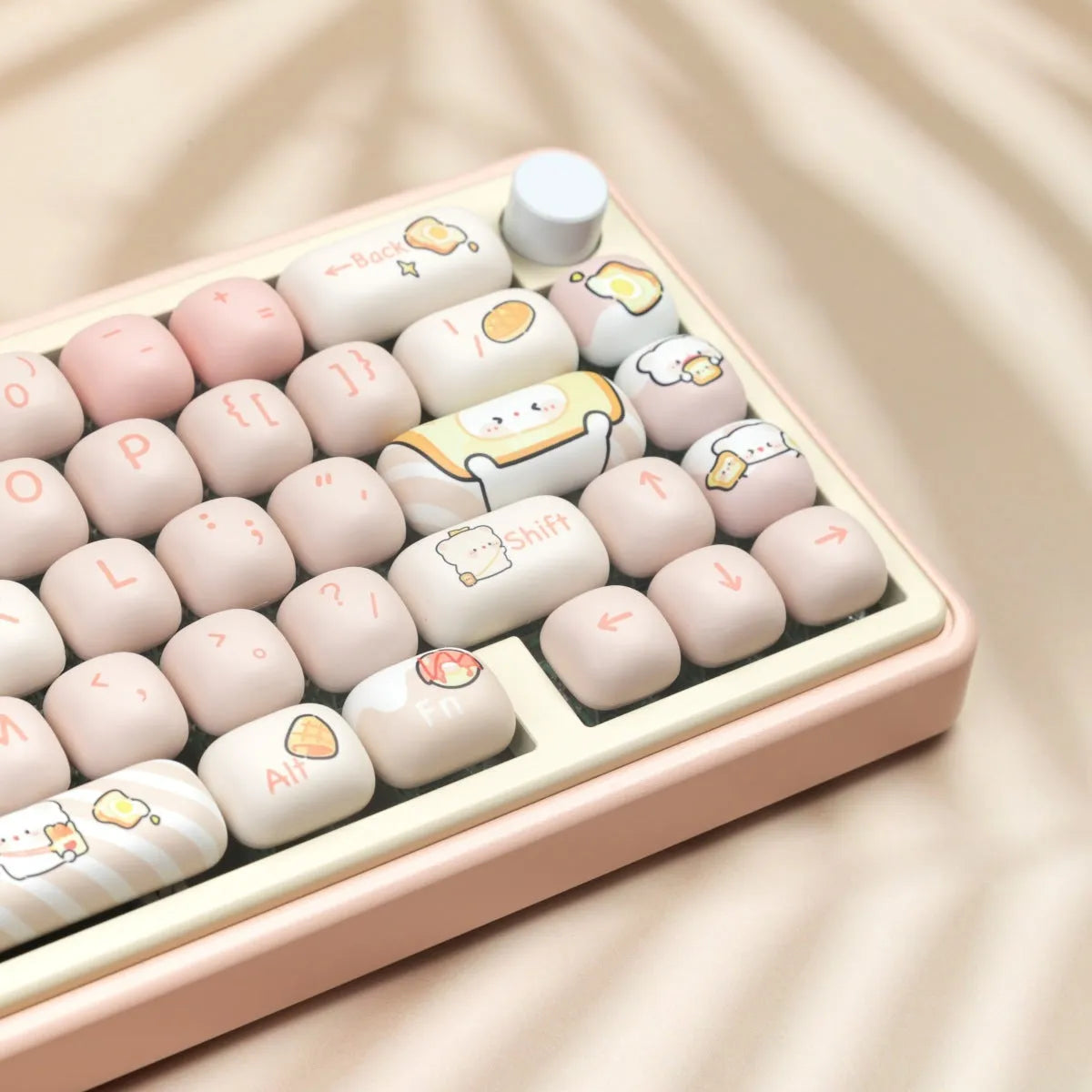 MOG Steamed Bread Bread Bear design PBT keycap set for mechanical keyboards, 143+3 keys