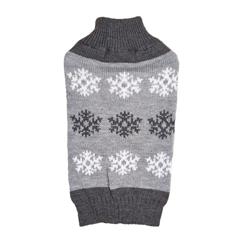 Brown and grey snowflake pattern dog Christmas sweater for winter pet clothing