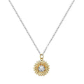 925 silver Love Sunflower necklace with geometry pendant and adjustable cross chain.
