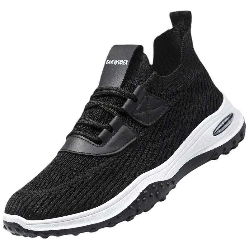 Flyknit low-top running shoes in black or brown with mesh lining and flat heel design