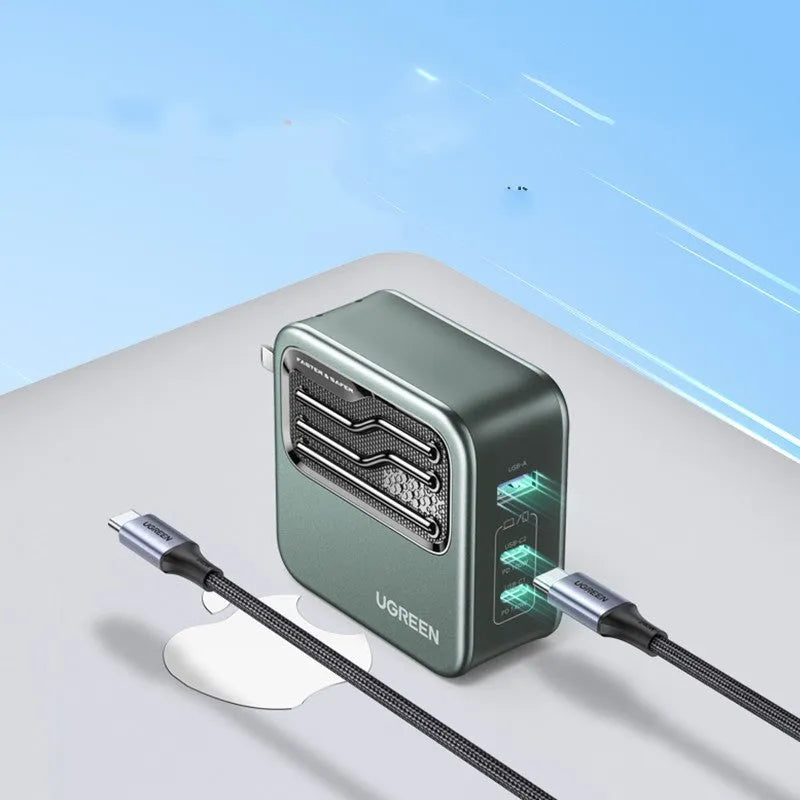 100W GaN fast charger with multiple USB-C ports for laptops and mobile devices