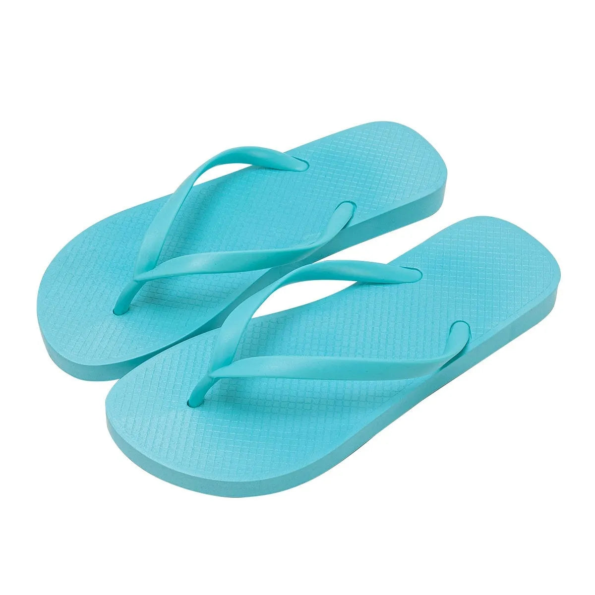 Foldable flat beach slippers with non-slip PVC sole and hollow out plastic upper in orange.