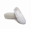 Ballet shoes with white calfskin leather sole and soft canvas upper in light beige colour
