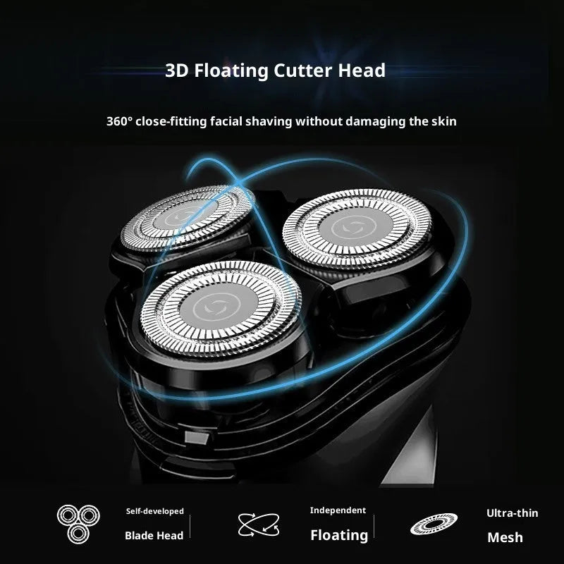 Men's portable rechargeable electric shaver Black D1 with USB charging and floating cutter head