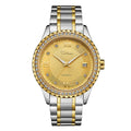 Fashionmonger gold and silver automatic mechanical watch for men with luminous hands on a black or white dial.