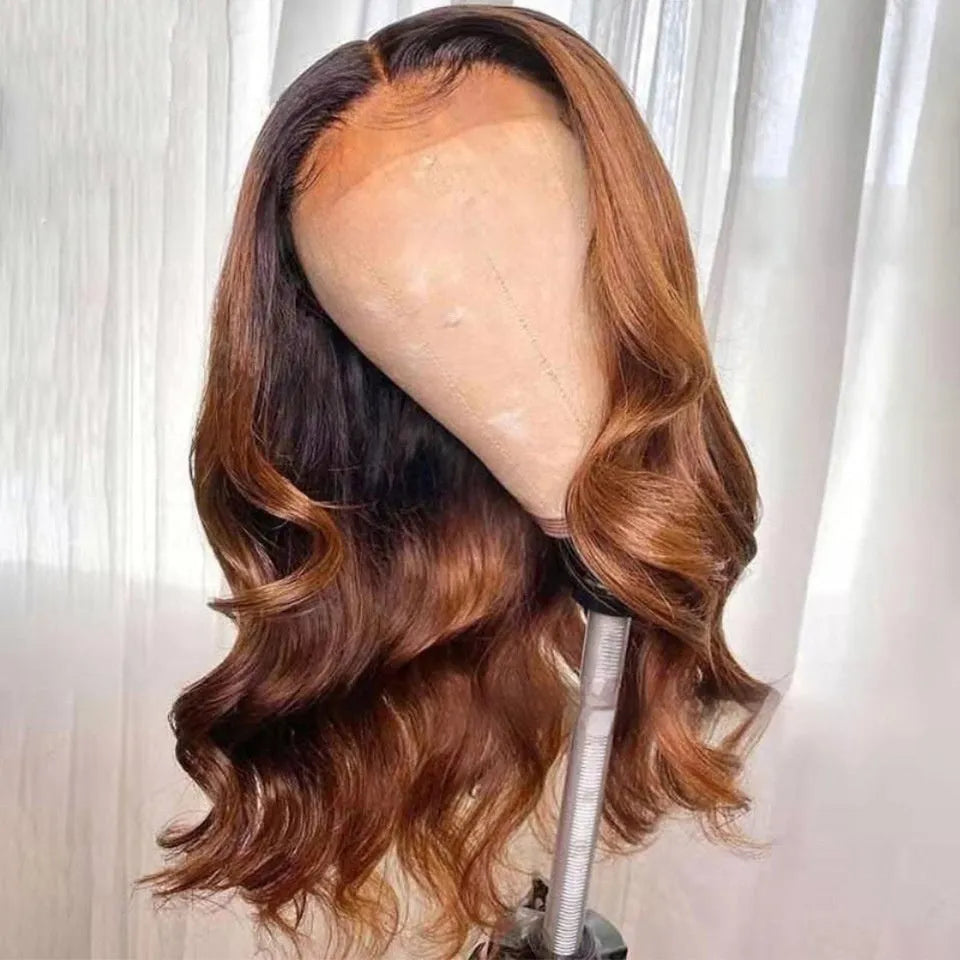 Real human hair Ruili style gradient wig on a lace front cap mannequin head.