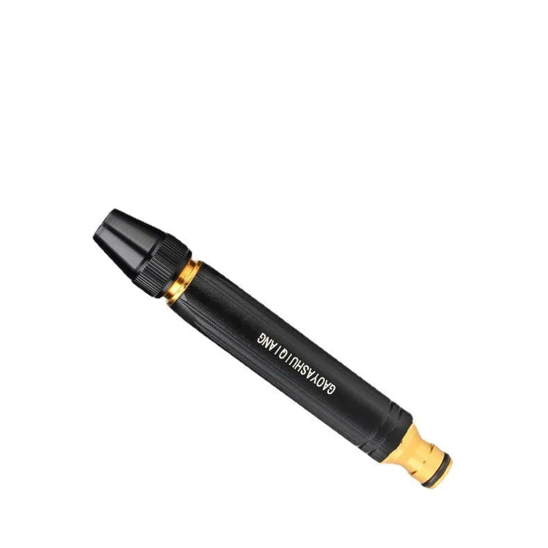 Black car washing gun with choice of pagoda or nipple nozzle patterns