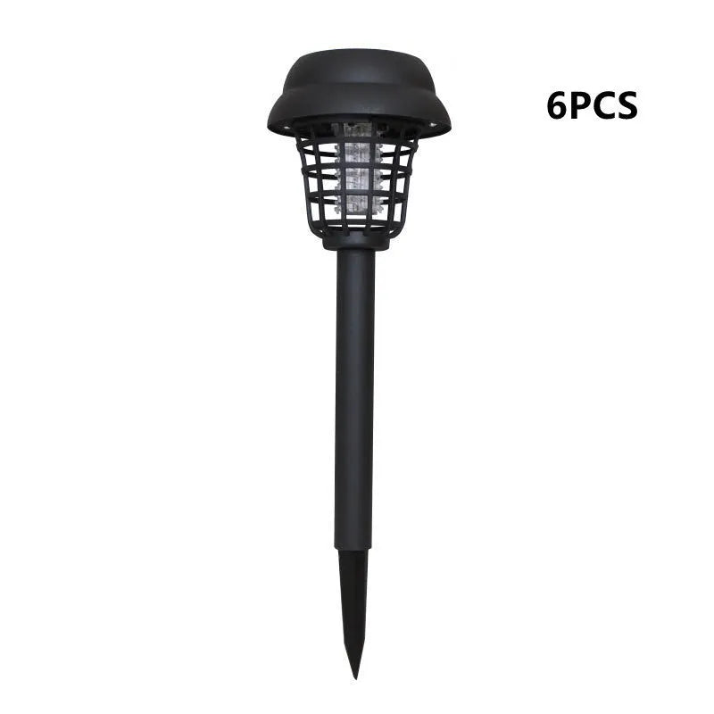 Solar mosquito killer lamp with white LED light and purple UV attraction for outdoor insect control
