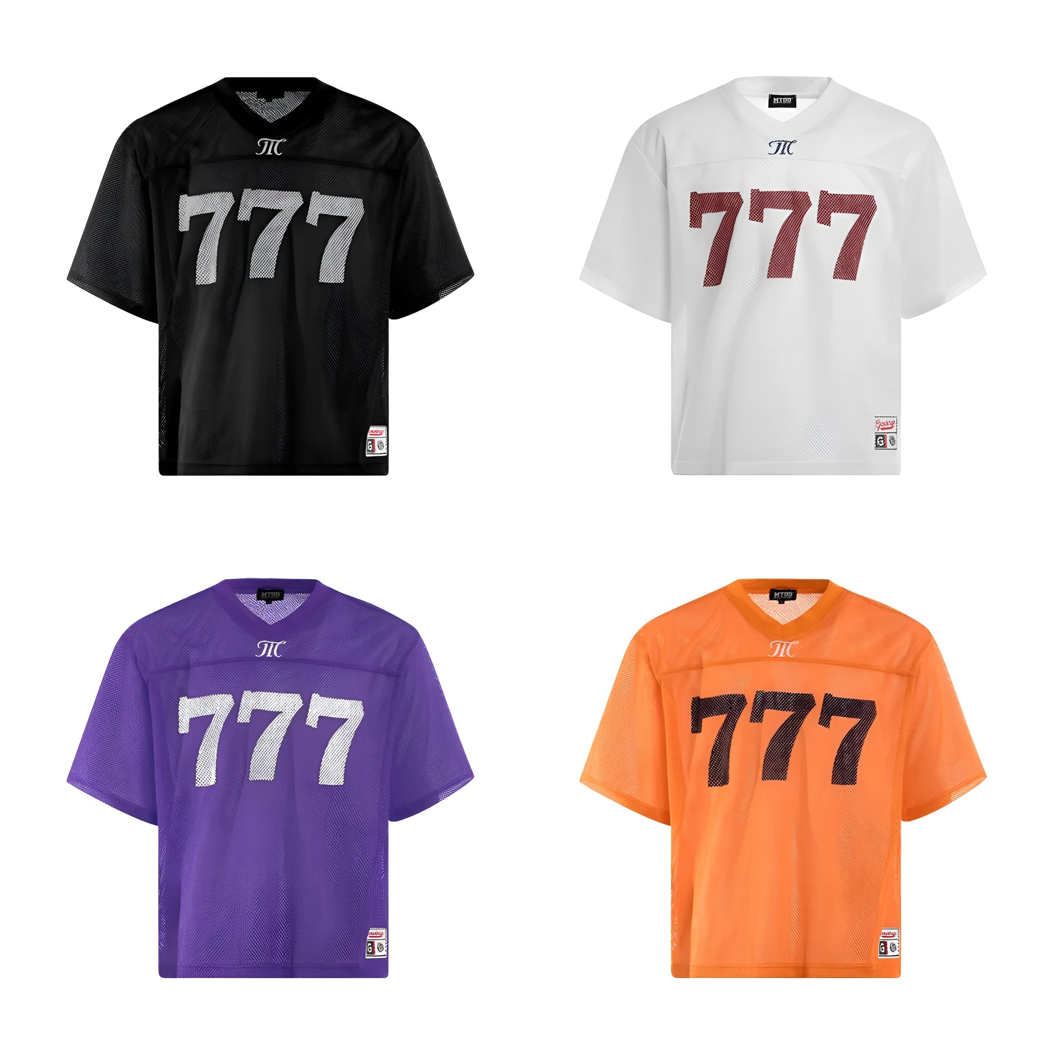 Retro loose fit short sleeve t-shirt in purple on a hanger.