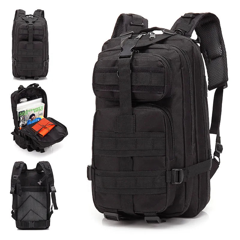 Large khaki hiking backpack with air pillow belt system for mountaineering and outdoor sports
