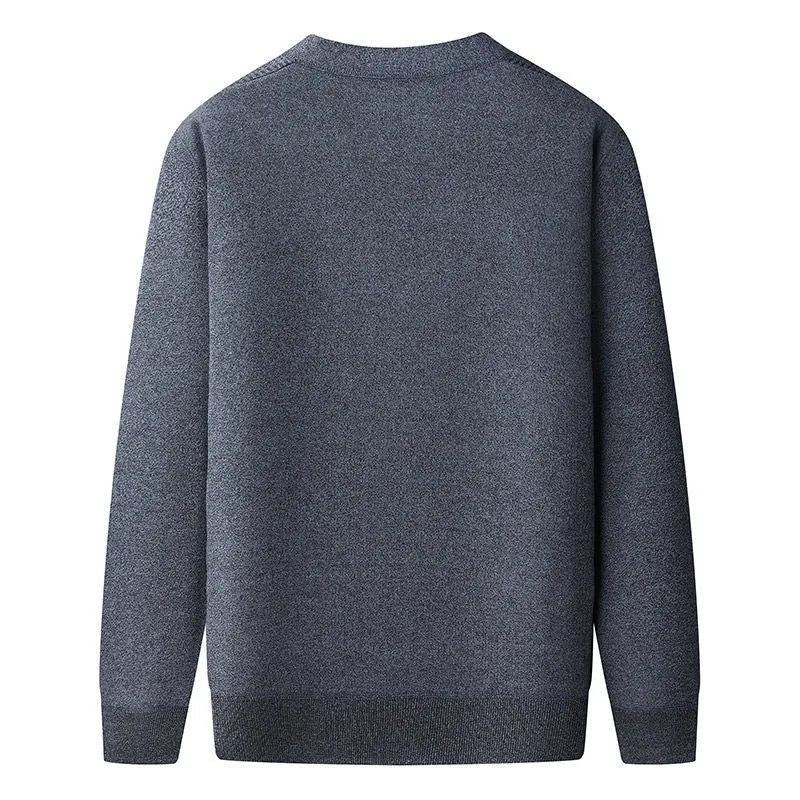 Dark grey men's batwing sleeve cardigan sweater with velvet lining, shown on a hanger.