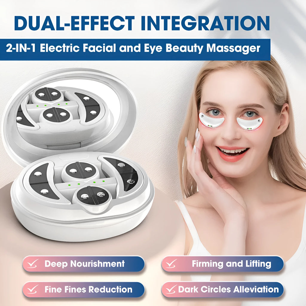 White wireless red light EMS eye and facial massager beauty device