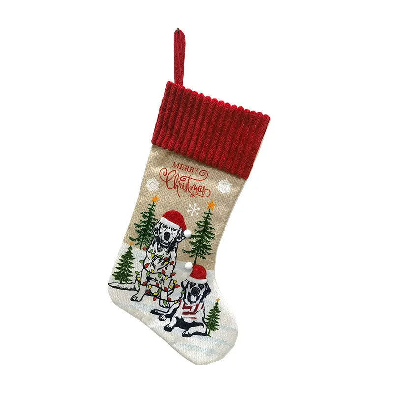 Christmas tree pendant with pet sock designs measuring 46cm by 28cm