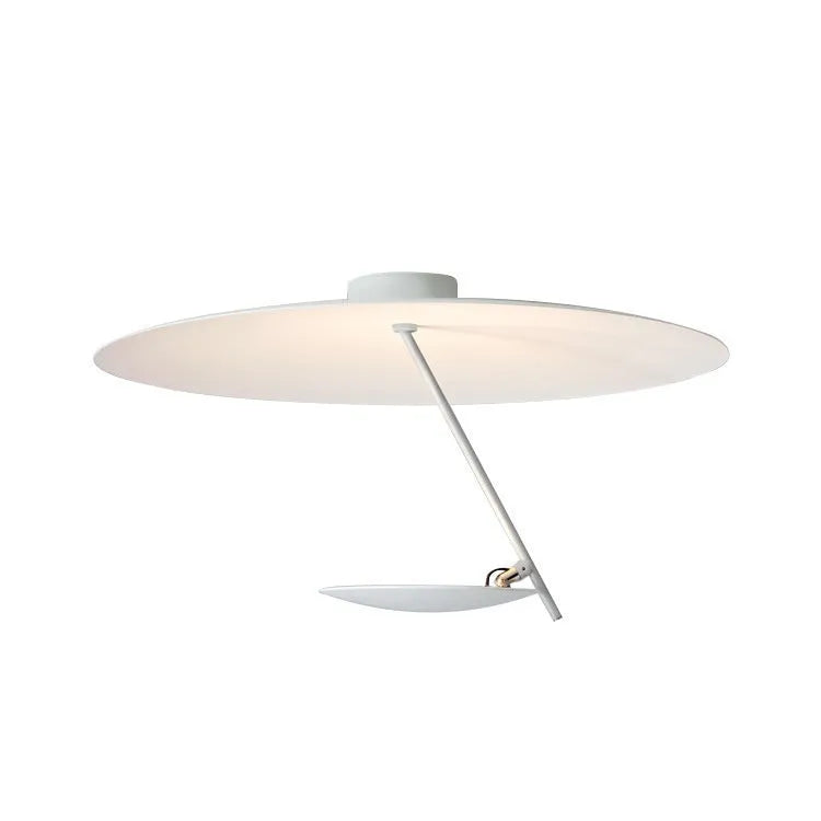 50cm diameter iron ceiling lamp with warm LED light in white or white gold finish.