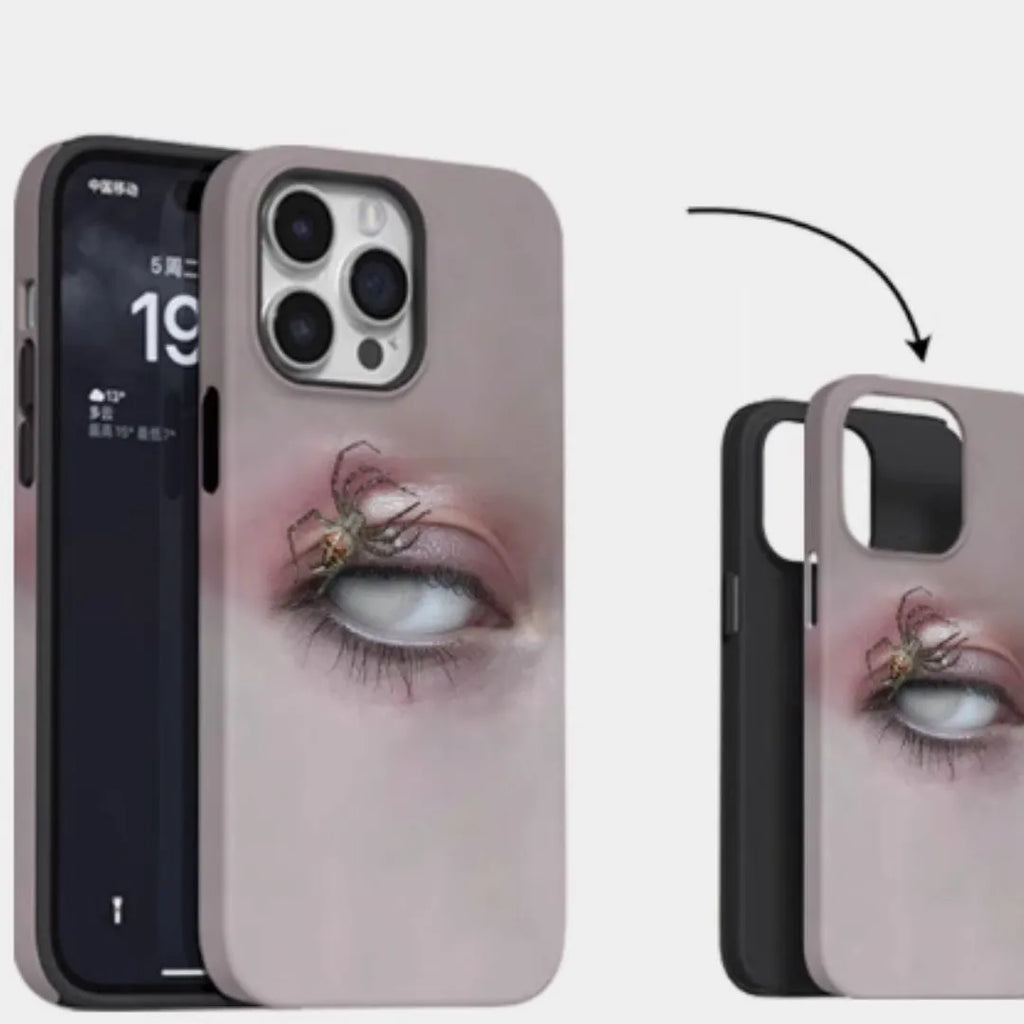Dark heterochromatic spider design iPhone protective case for multiple models