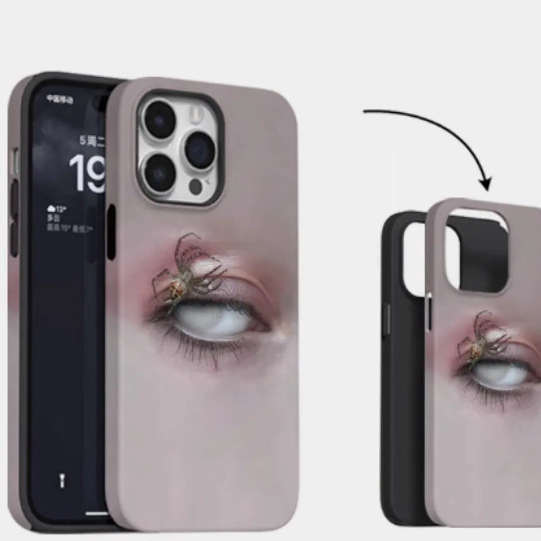 Dark heterochromatic spider design iPhone protective case for multiple models