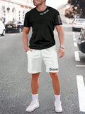 Sports style short-sleeved top and shorts set in quick-drying fabric.